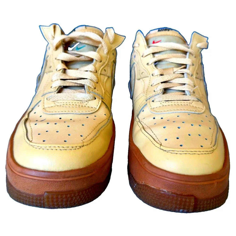 Nike Air Force 1 Fontanka Sesame Gum Brown Leather Sneakers Women's 7 DH1290-201